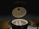 Kamado 16" Premium Black Keramische barbecue incl. Bluetooth kerntemperatuurmeter LED verlichting Medium Compleet Zwart