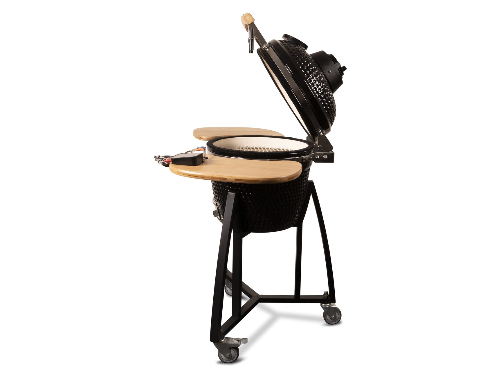 Kamado 16" Premium Black Keramische barbecue incl. Bluetooth kerntemperatuurmeter LED verlichting Medium Compleet Zwart