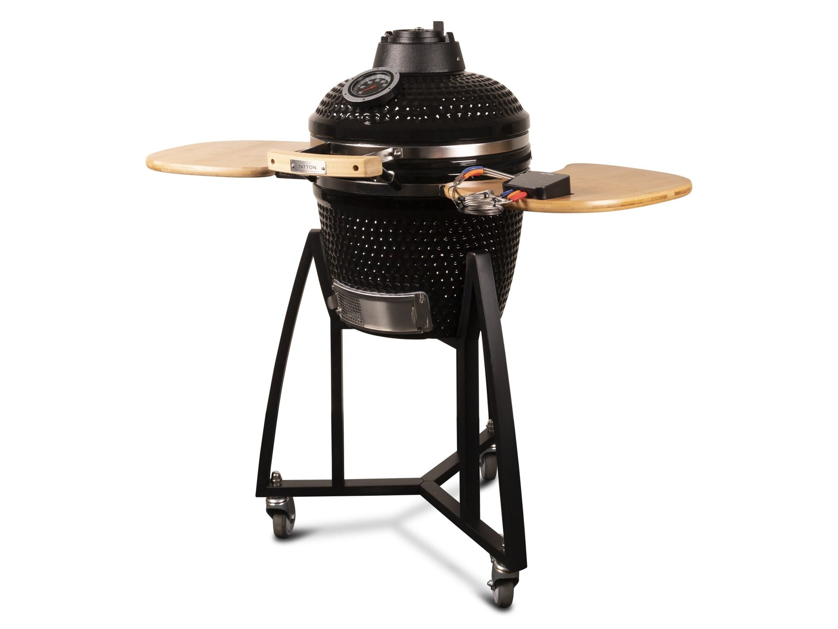 Kamado 16" Premium Black Keramische barbecue incl. Bluetooth kerntemperatuurmeter LED verlichting Medium Compleet Zwart