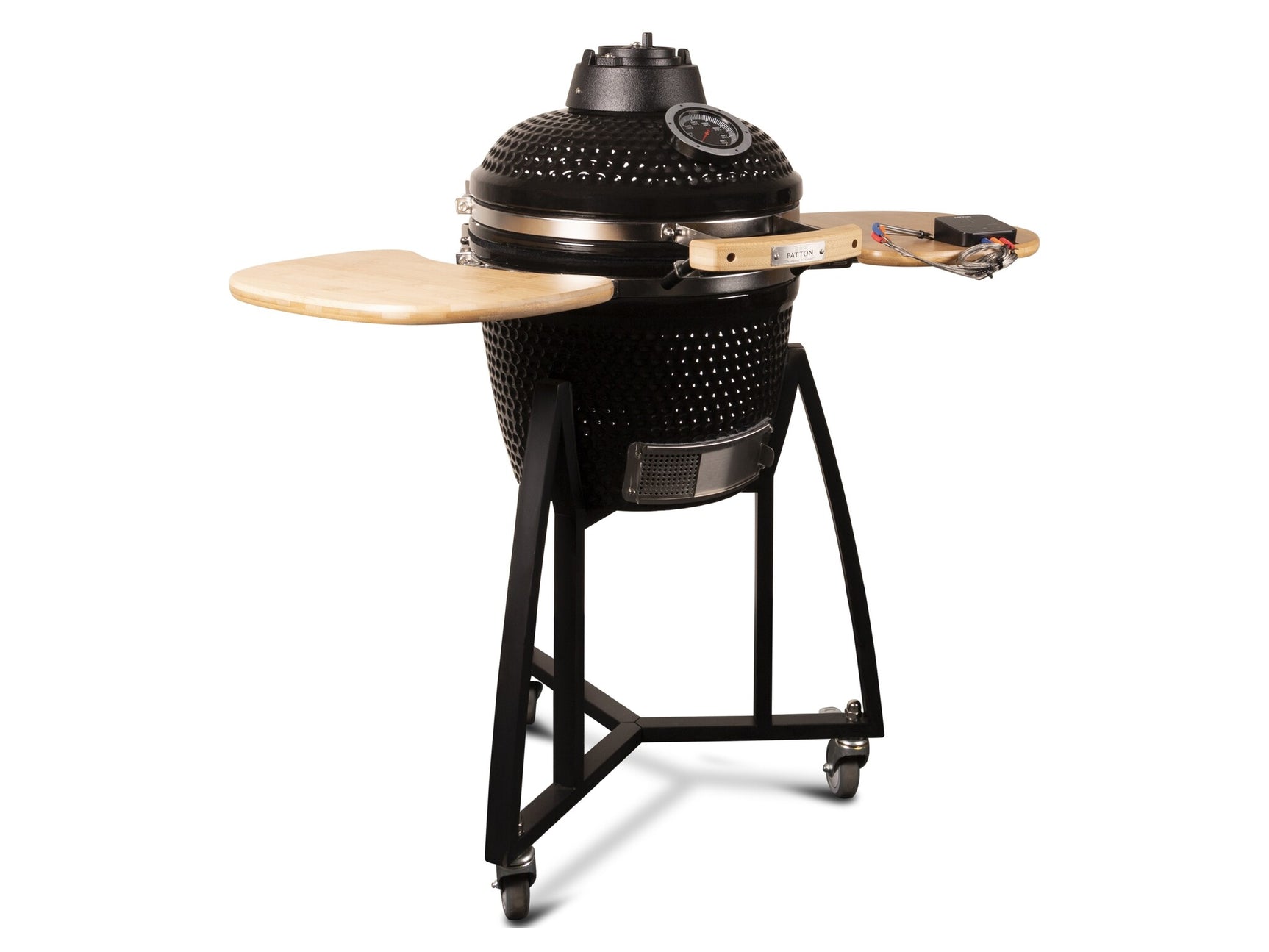 Kamado 16" Premium Black Keramische barbecue incl. Bluetooth kerntemperatuurmeter LED verlichting Medium Compleet Zwart