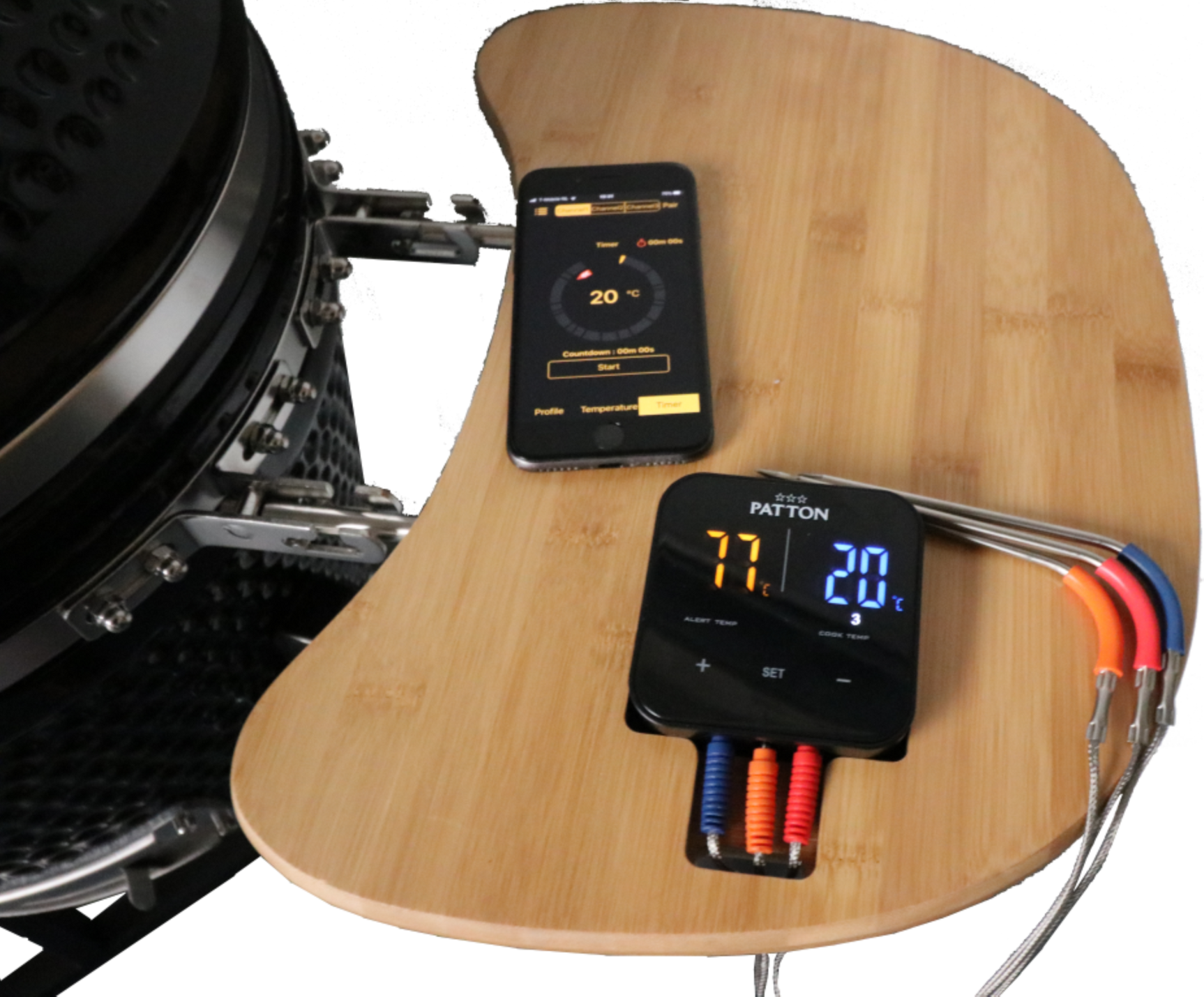 Kamado 16" Premium Black Keramische barbecue incl. Bluetooth kerntemperatuurmeter LED verlichting Medium Compleet Zwart