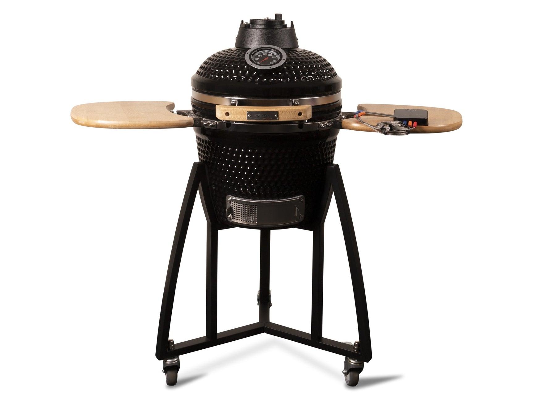 Kamado 16" Premium Black Keramische barbecue incl. Bluetooth kerntemperatuurmeter LED verlichting Medium Compleet Zwart