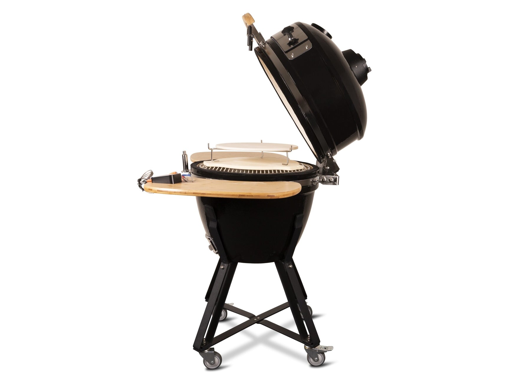 Kamado 21" Meat & Pizza edition Premium Black Keramische barbecue incl. Bluetooth kerntemperatuurmeter LED verlichting Large Compleet Zwart