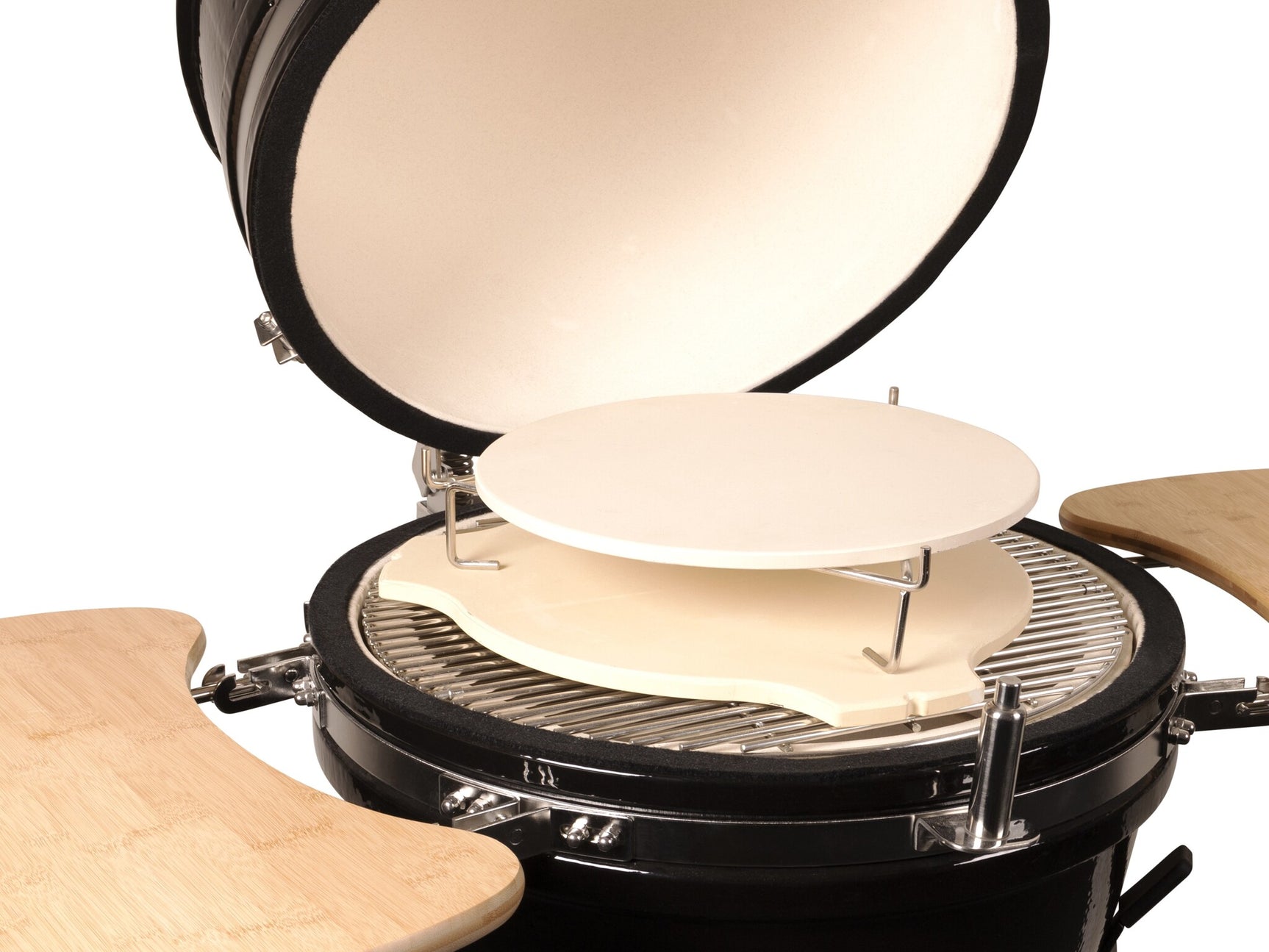 Kamado 21" Meat & Pizza edition Premium Black Keramische barbecue incl. Bluetooth kerntemperatuurmeter LED verlichting Large Compleet Zwart