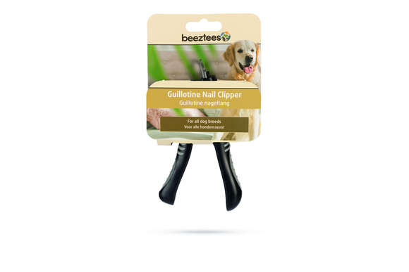 Beeztees guillotine nageltang voor hond, zwarte handgrepen, in verpakking