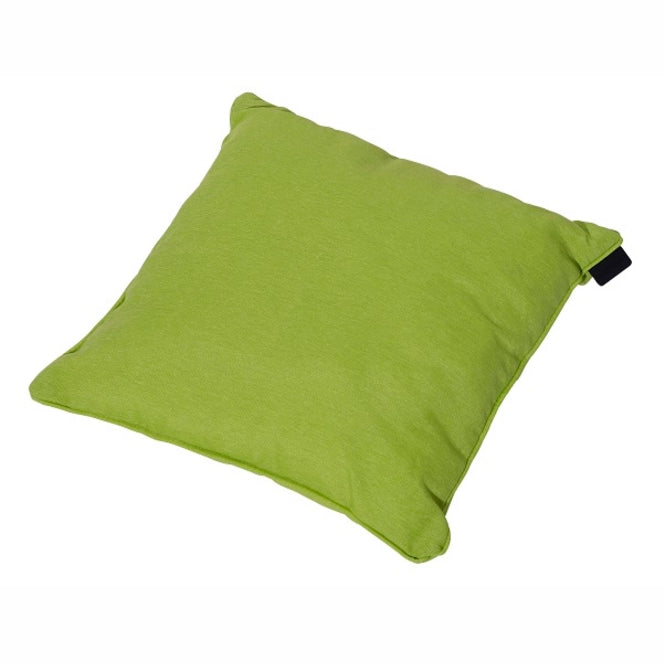 Madison sierkussen 45x45 panama in limoen groen, met zwarte label