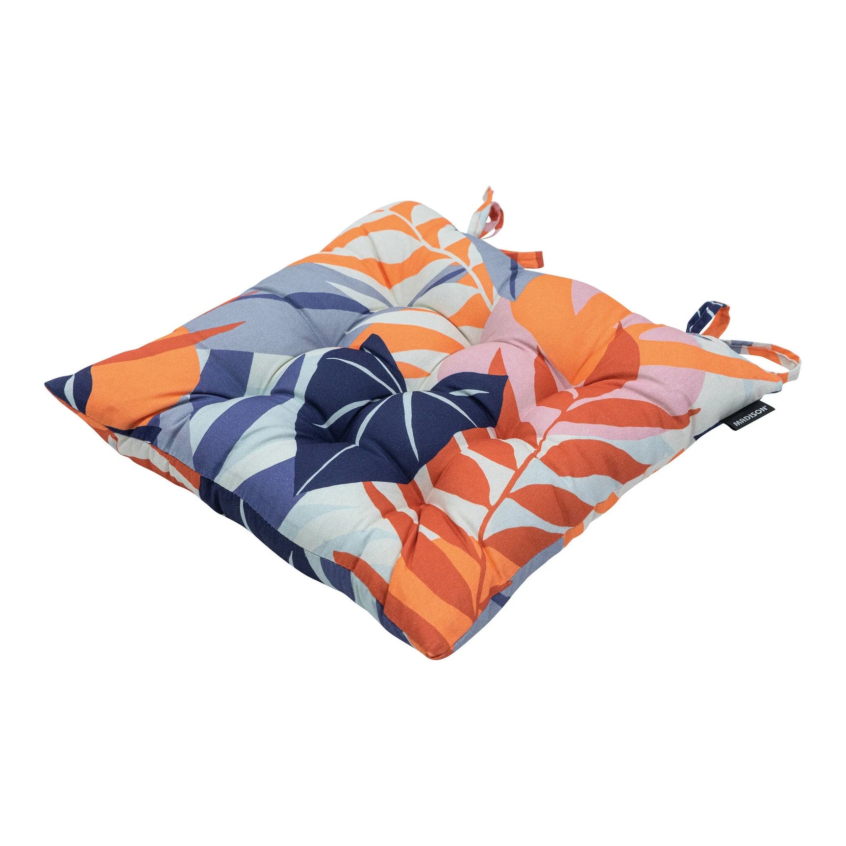 Zitkussen 46x46 cm met geometrisch patroon in oranje en marineblauw