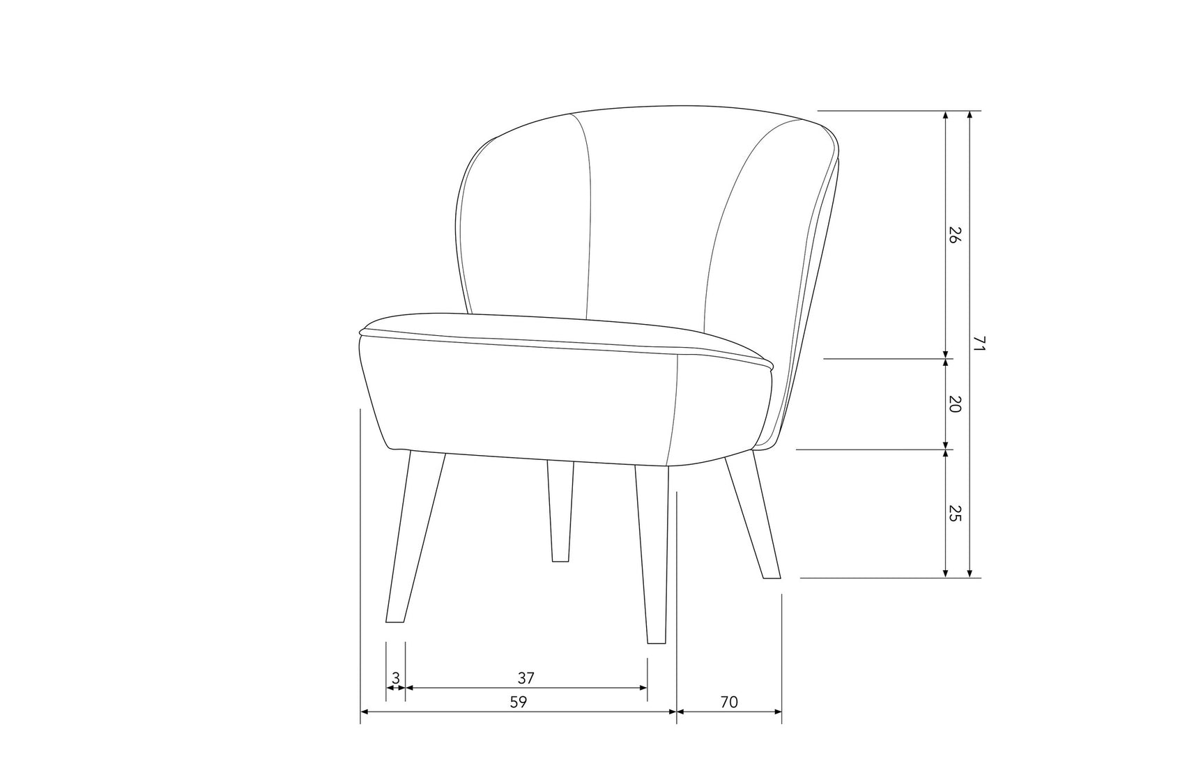 WOOOD - Fauteuil Sara fluweel warm groen