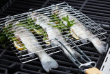Barbecook - visgrill voor 3 vissen uit chroom en hout 28x28cm FSC 100%