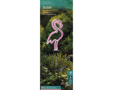 Flamingo-zonne-plantlamp in verpakking met roze neon en zwarte spike