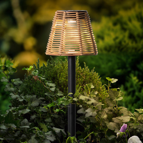 Solar Steeklamp wicker Ø12xH30cm