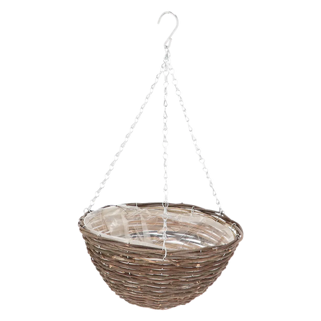 Esschert design hangmandje van wilg, gevlochten, rond, met ophangkoord