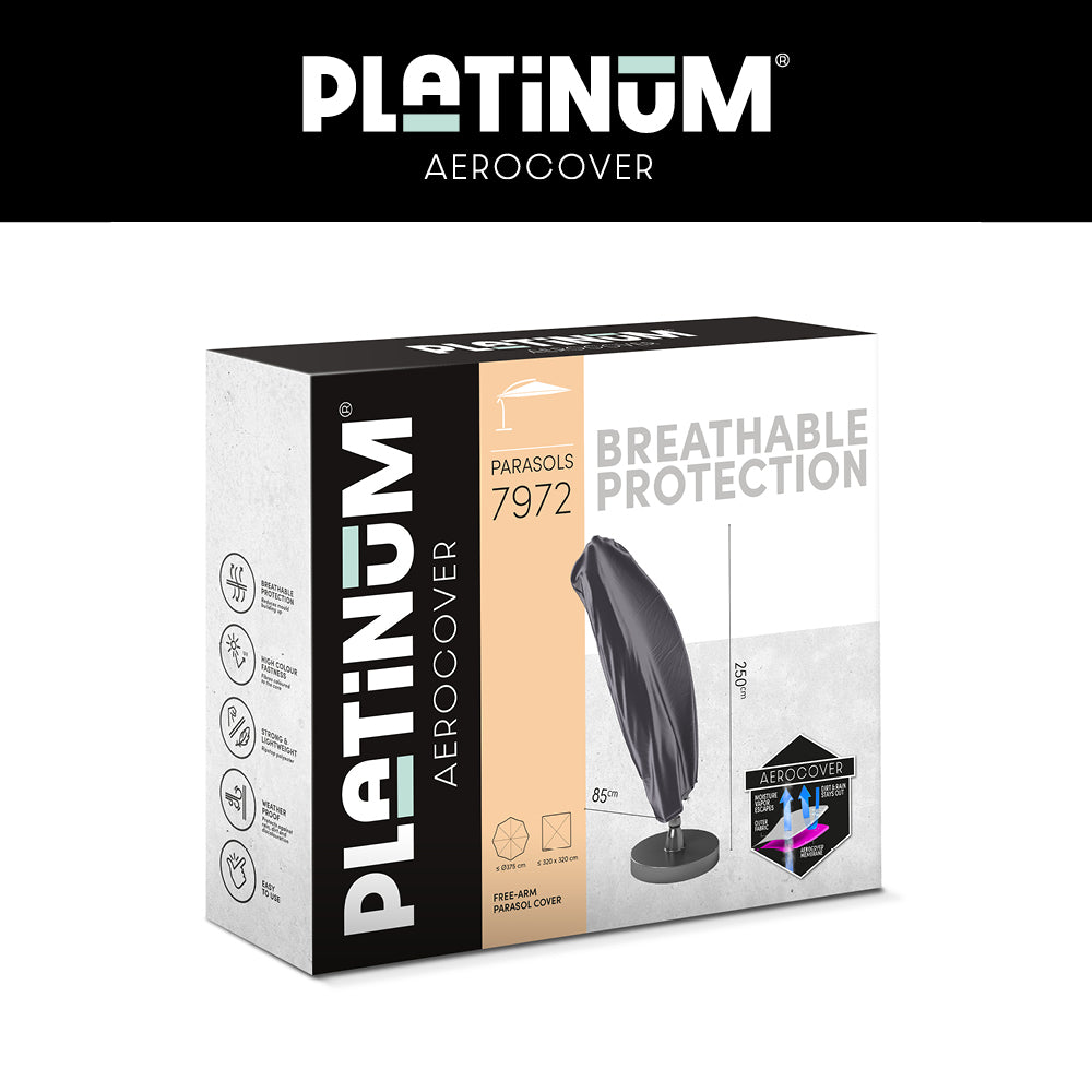 Zweefparasolhoes H250x85 van Platinum AeroCover, verpakkingsdoos