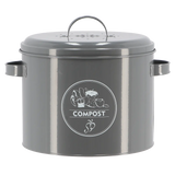 Keukencomposter antraciet met glanzende behuizing, deksel en twee zijhendels.