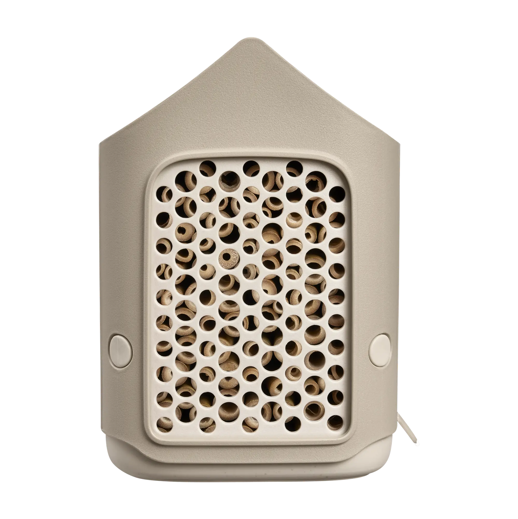 Elho insectenhotel, beige met rechthoekig gaasfront vol ronde buisopeningen
