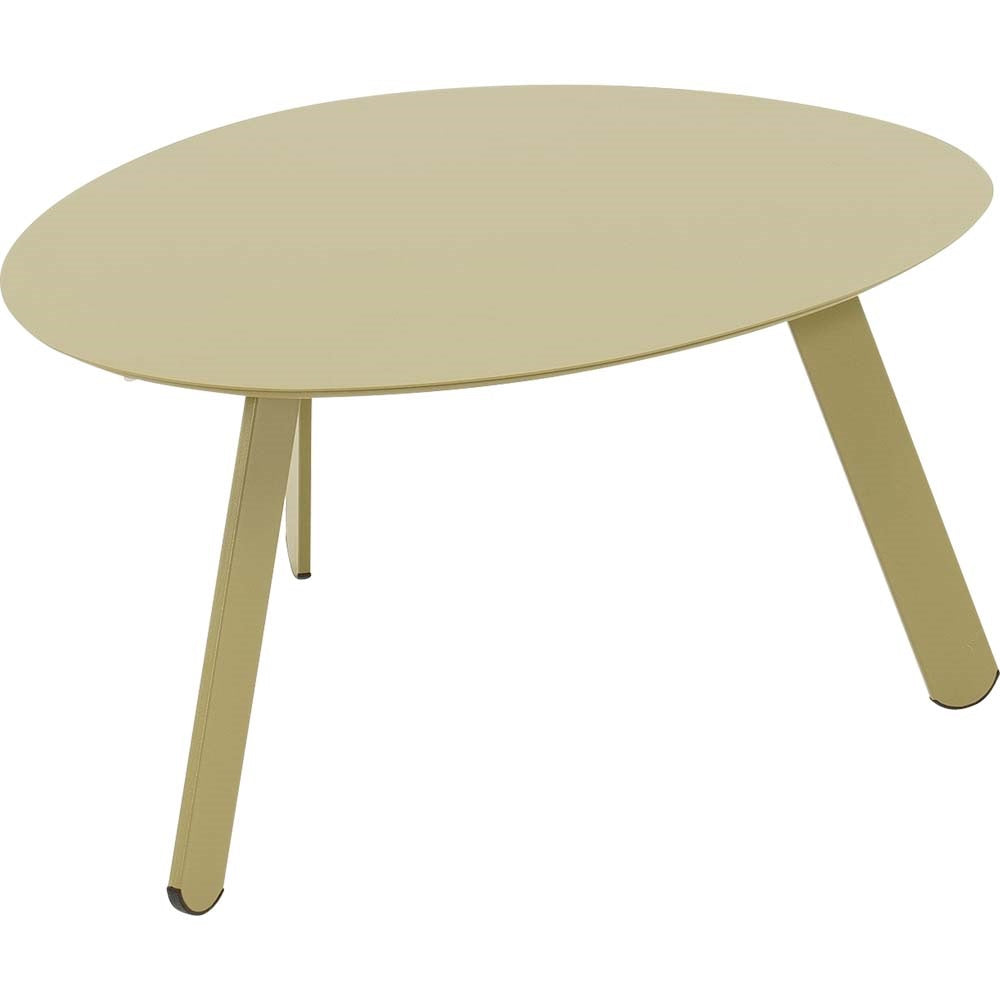 Groen/beige Tiki bijzettafeltje met ovale blad en vier taps toelopende poten