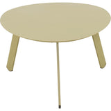 Groen/beige Tiki bijzettafeltje met ovale tafelblad en drie zichtbare poten