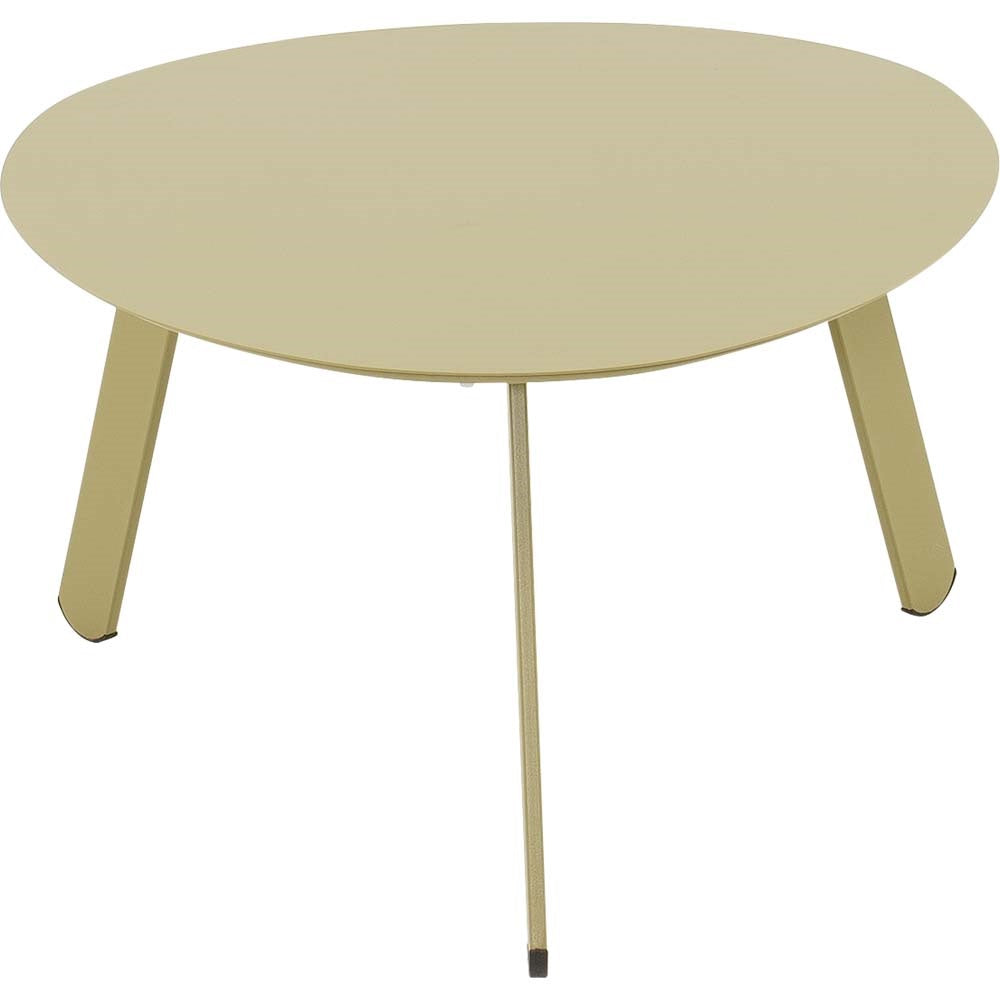 Groen/beige Tiki bijzettafeltje met ovale tafelblad en drie zichtbare poten