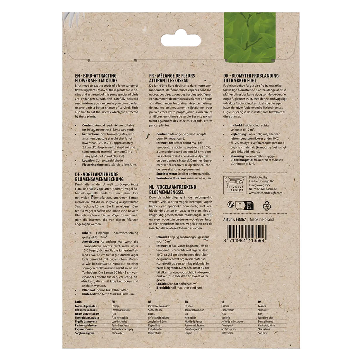 Vogelaantrekkend bloemenmengsel - Esschert design