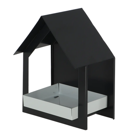 Esschert design muurvoedertafel met antraciet huisvorm en witte voederbak