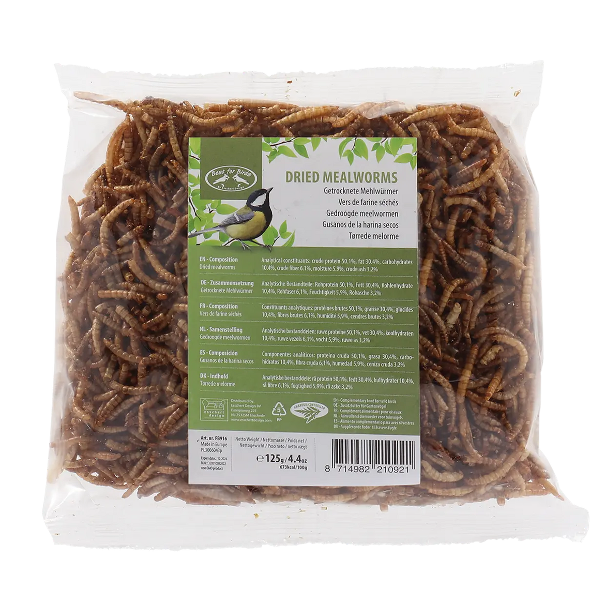 Gedroogde meelwormen 125 gram - Esschert design
