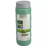 Tuin strooibus van groen kunststof met grijze schroefdop en etiket, 2 l