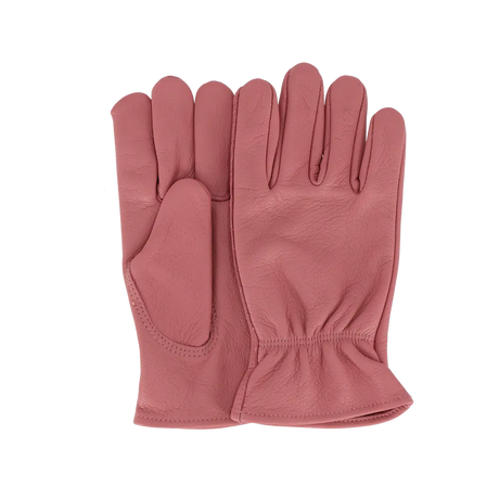 Roze runderleren handschoen maat S met gladde leren handpalm en polsboord