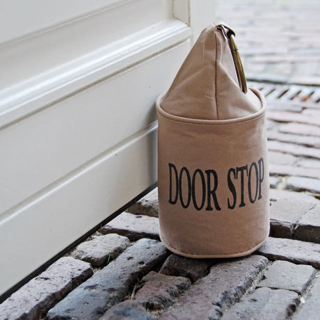 Deurstopper met ring van bruin canvas met opschrift, Esschert design