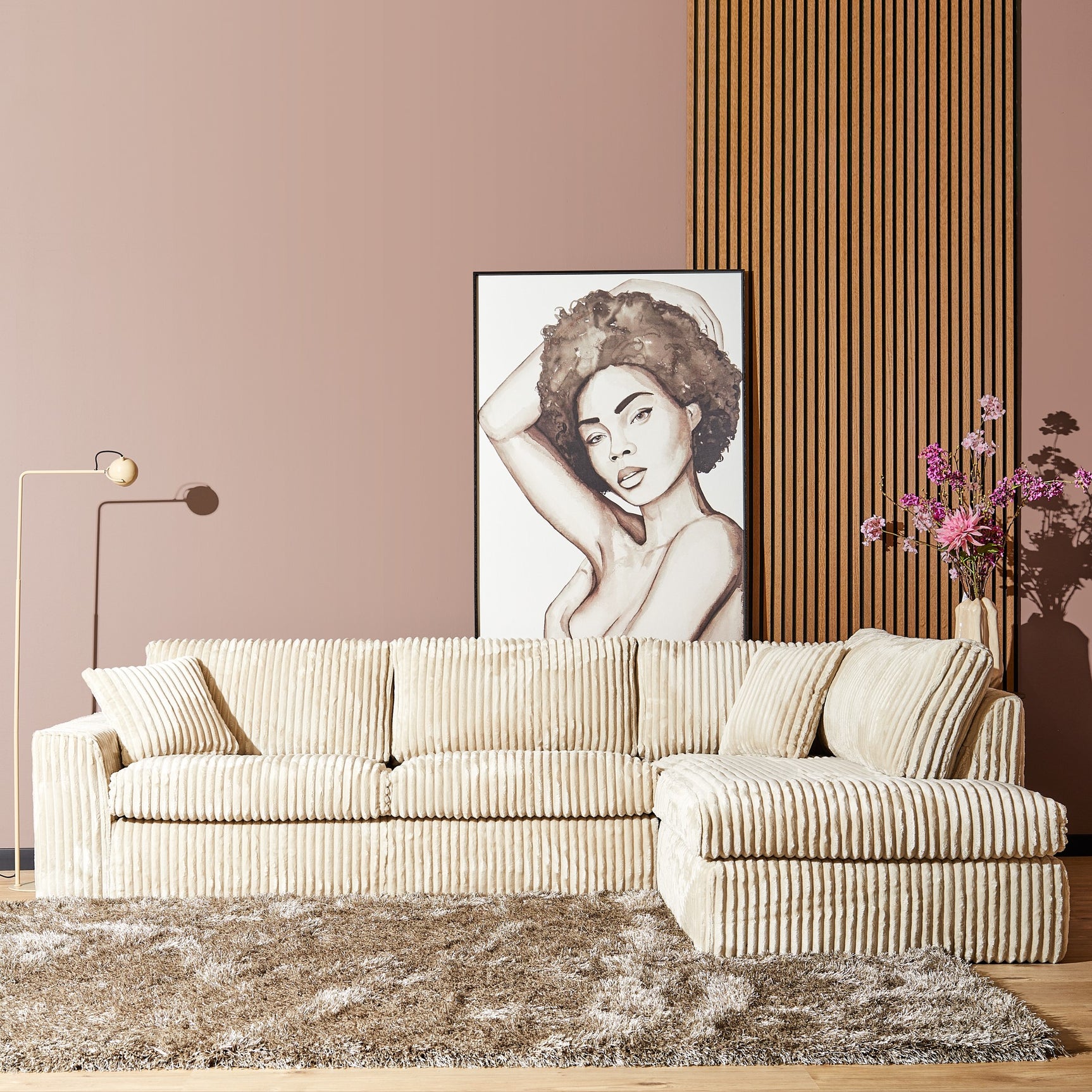 MySofa Teddy | 2,5-zits + divan rechts | beige