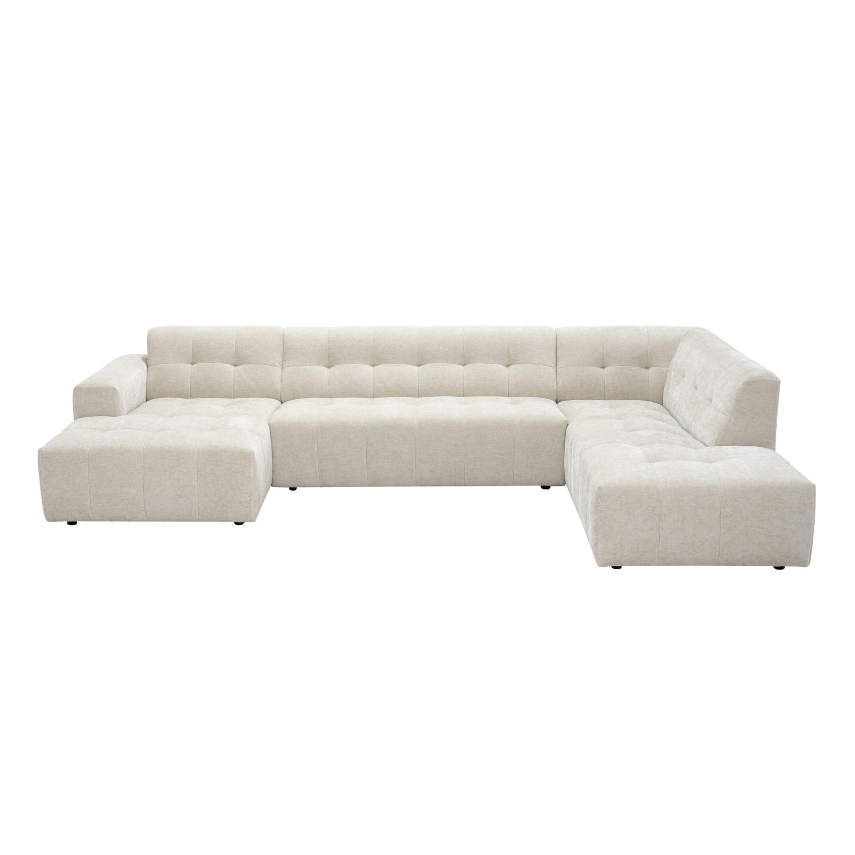 MySofa Ruby U-bank beige lounge links + 2,5-zits + ottomane rechts