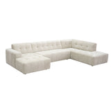 MySofa Ruby U-bank beige lounge links + 2,5-zits + ottomane rechts