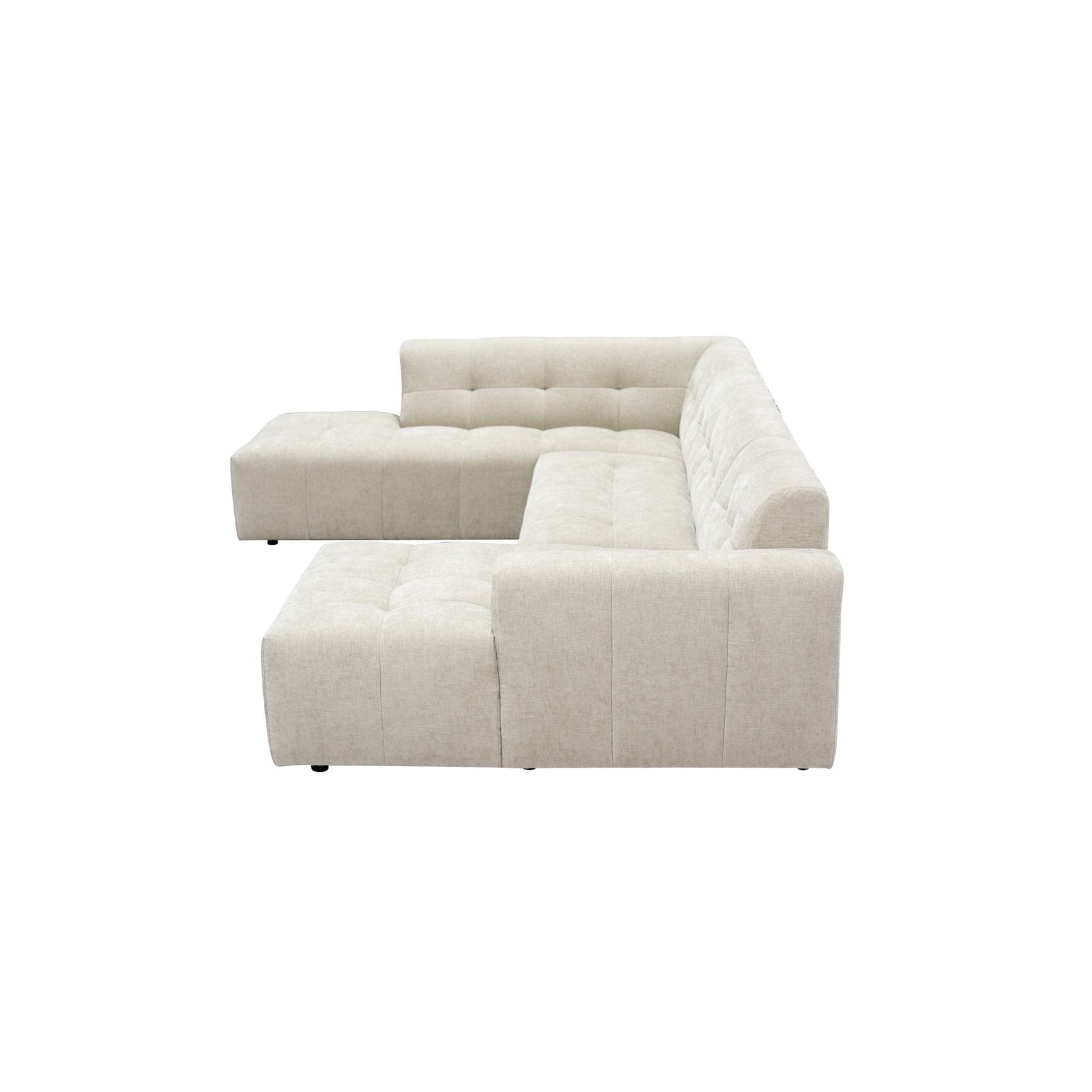 MySofa Ruby U-bank beige ottomane links + 2,5-zits + lounge rechts