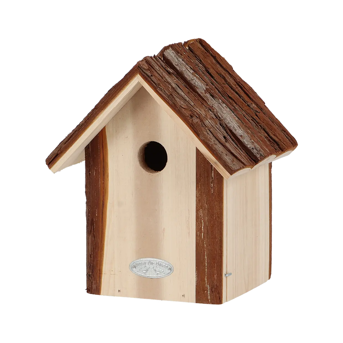Nestkast met boomschorsdak, rond invlieggat en houten voorzijde, Esschert Design