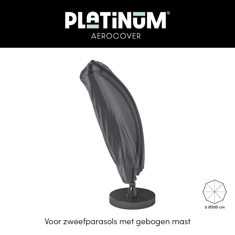 Zweefparasolhoes Platinum Aerocover, zwarte overtrek met gebogen mast
