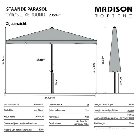 Madison - Parasol Syros luxe 350cm PE ecru