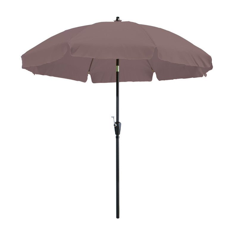 Taupe parasol met ronde doek en metalen steel