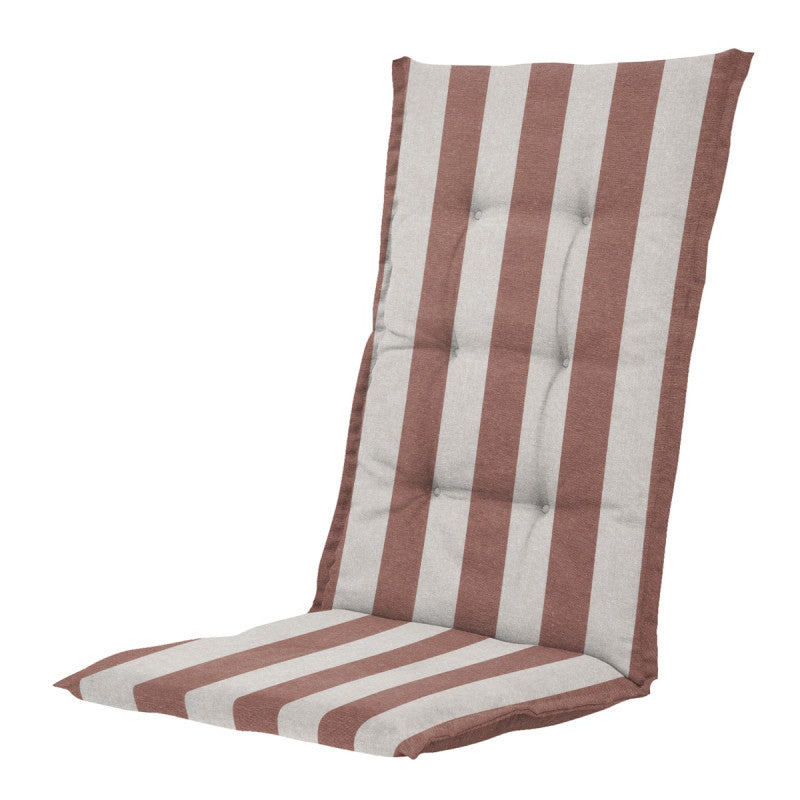Hoog kussen met verticale strepen in mocca en beige