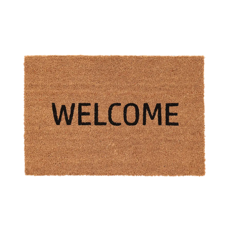 Kokosdeurmat met zwarte tekst 'WELCOME'