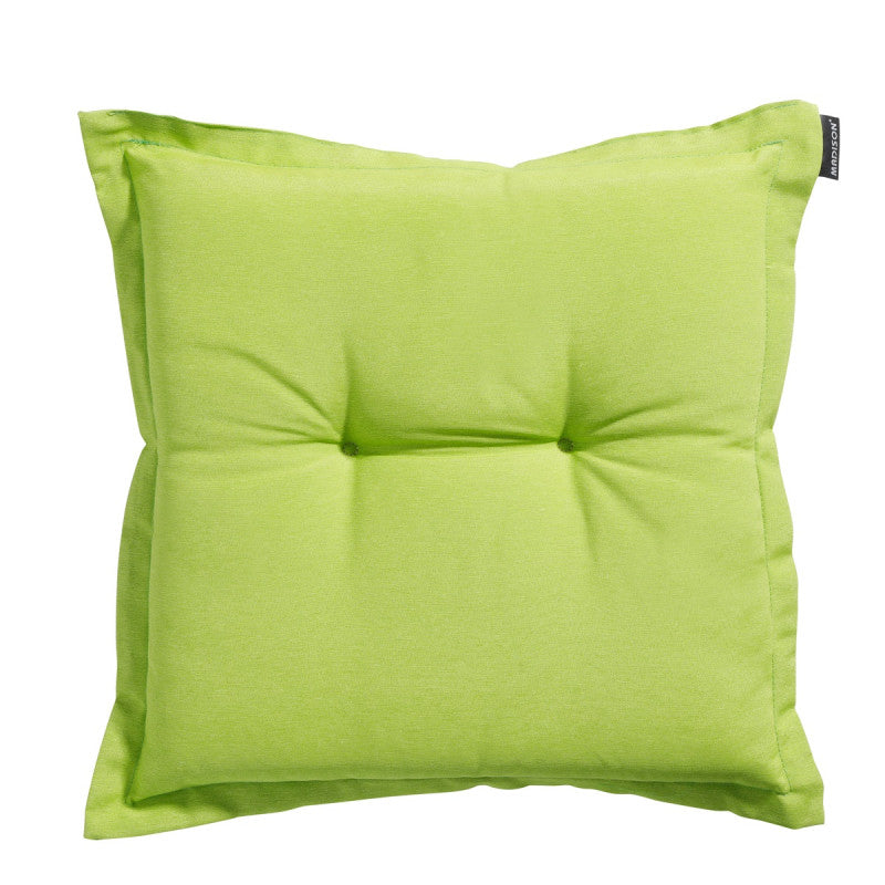 Limoen groene panama zitkussen, vierkant 50x50 cm met middenplooidetail