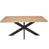 Rechthoekige eettafel met licht houten blad en zwart X-onderstel