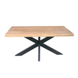 Boomstamtafel Dakota met licht houten blad en zwarte X-onderstel, 160 cm