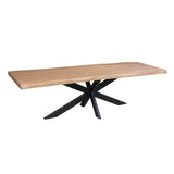 Boomstamtafel Dakota met houten blad en zwart metalen kruisframe