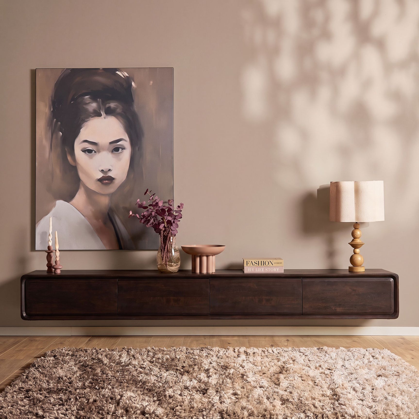 Zwevend tv meubel Allure Bruin Mangohout 240 cm