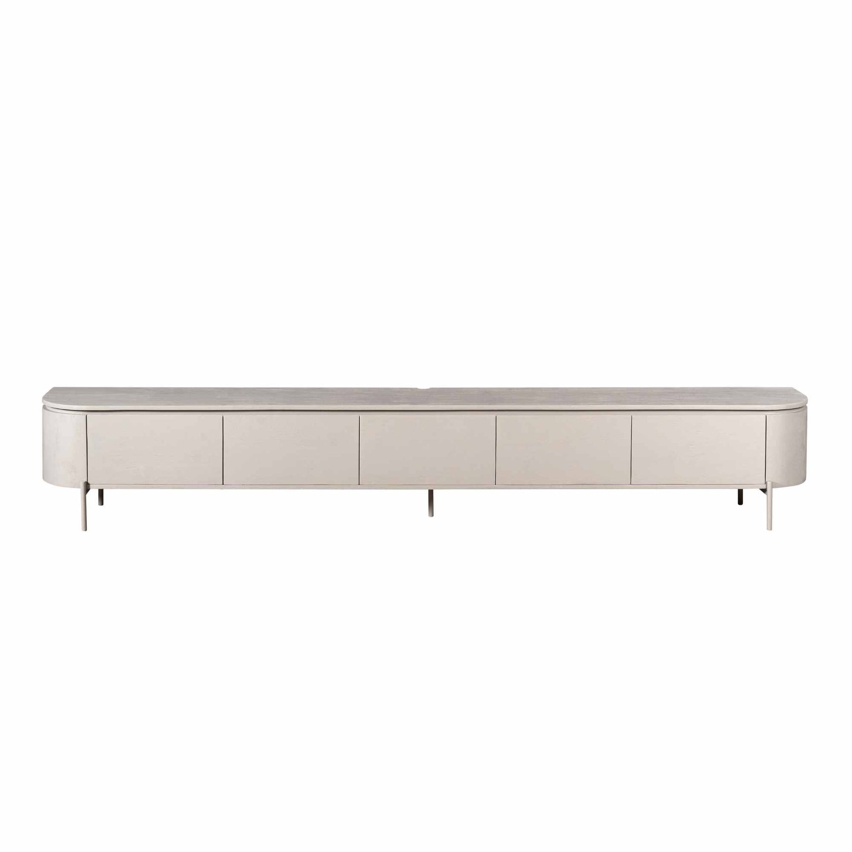 Tv-meubel taupe met vijf deuren en smalle verticale grepen