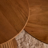 Salontafel Solana naturel hout: close-up van onderzijde en bladnerf