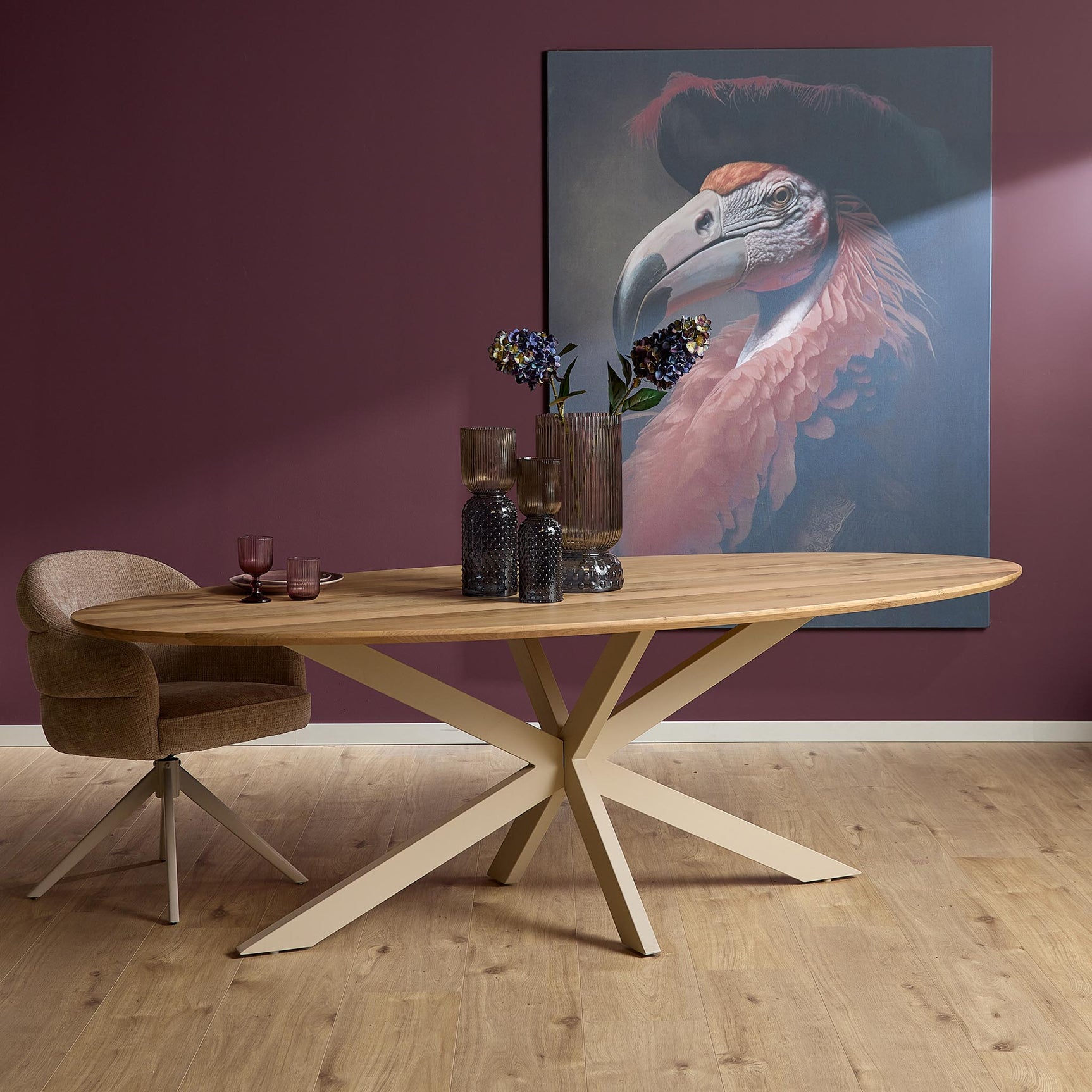 Eiken eettafel Ferris | Ovaal 210 cm | Naturel | Poot Zand