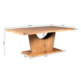 Eettafel met afmetingen 200×110 cm; hoogte 76 cm; blad 5 cm (tekening)