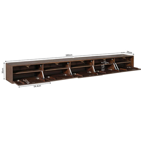 Zwevend tv-meubel Vision Brown | 280 cm