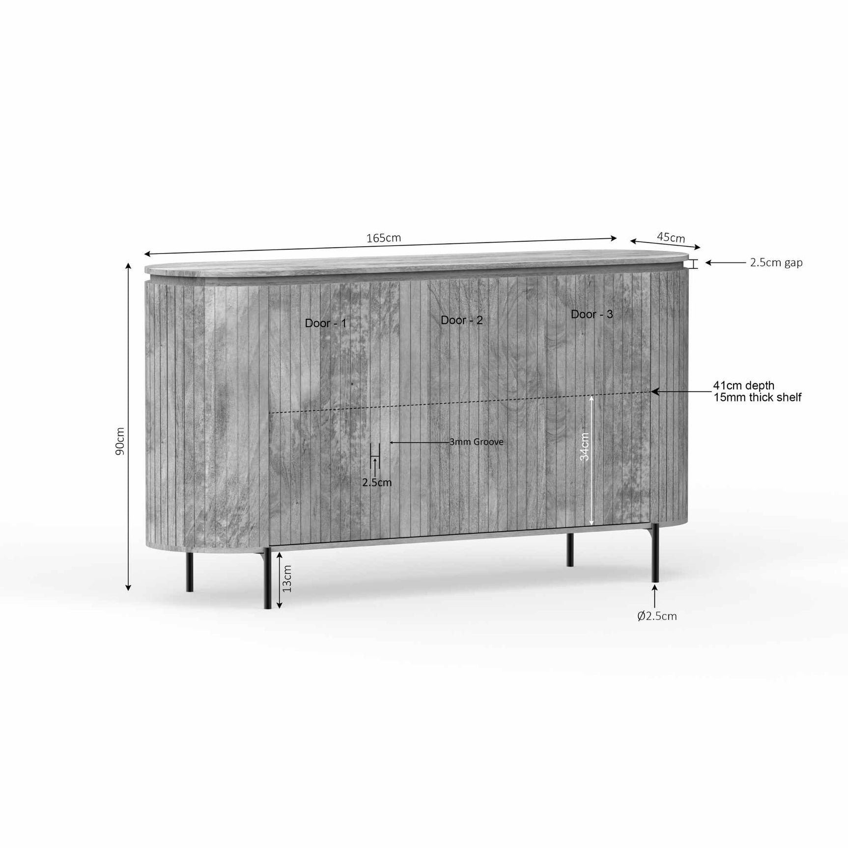 Dressoir Solana | 165 cm | Taupe