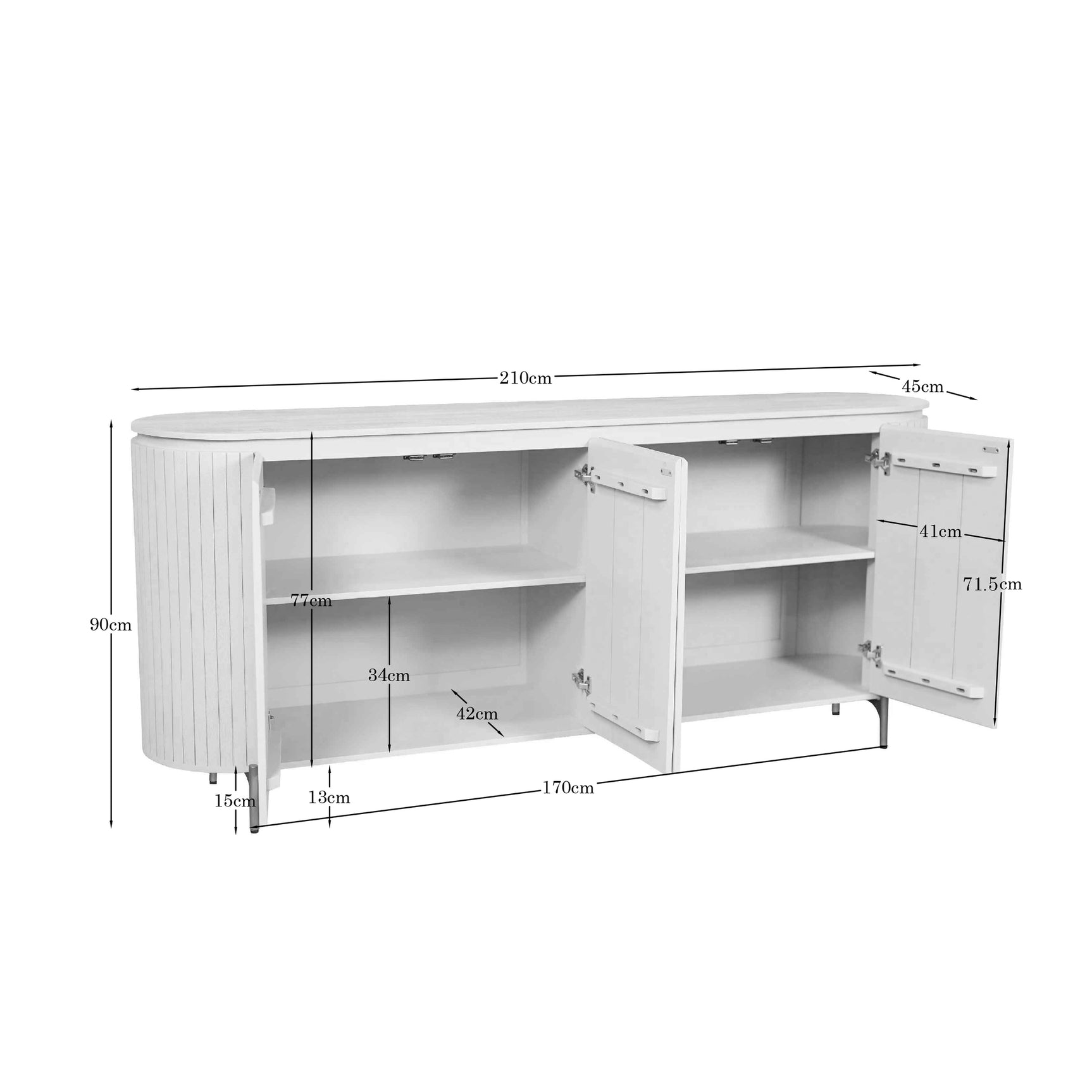 Dressoir Solana Bruin Mangohout 210 cm